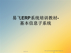 易飞ERP系统培训教材基本信息子系统ppt课件.ppt