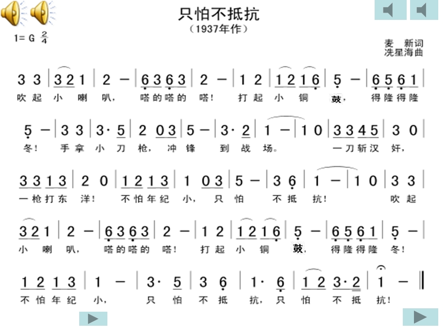 湘教版音乐三下《只怕不抵抗》PPT课件.ppt_第2页