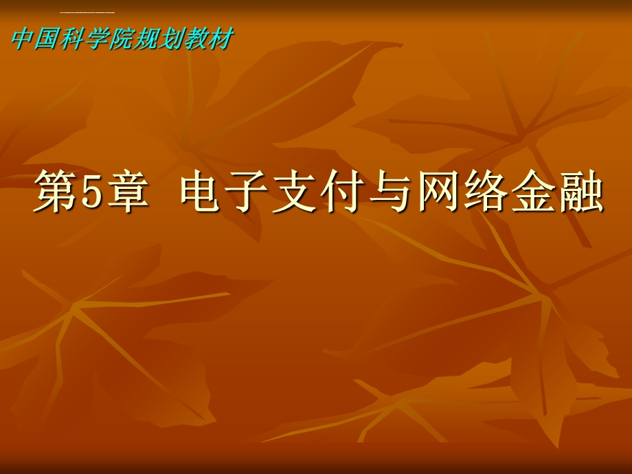 第5章电子支付与网络金融ppt课件.ppt_第1页