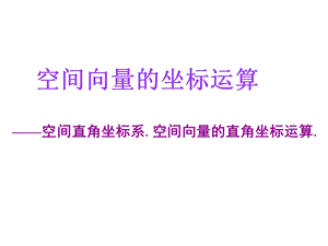 空间向量的坐标运算ppt课件.ppt