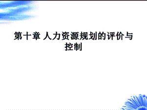 第十章人力资源规划的评价与控制ppt课件.ppt