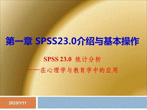 第一章SPSS23介绍与基本操作ppt课件.pptx