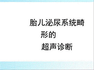 胎儿泌尿系统畸形超声诊断ppt课件.ppt