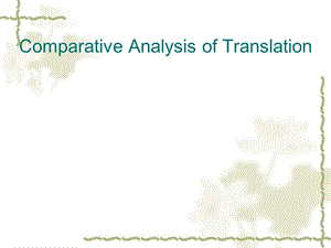 翻译的比较分析ppt课件.ppt