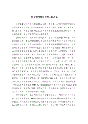 【经验交流材料】监督下沉落地规范小微权力.docx