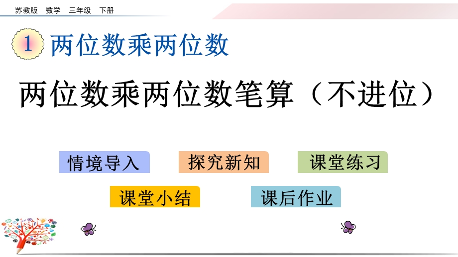 2020苏教版三年级数学下册《1.2 两位数乘两位数笔算(不进位)》ppt课件.pptx_第1页