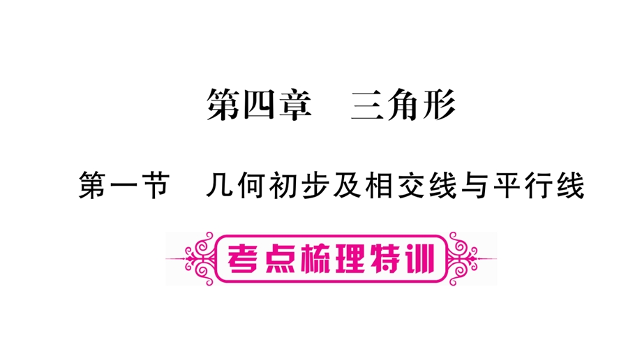 2020年湖北中考数学 一轮复习图片版精讲精练ppt课件：第1节 几何初步及相交线与平行线.pptx_第1页