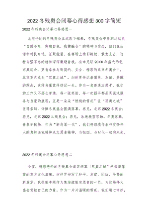 2022冬残奥会闭幕心得感想300字简短.docx