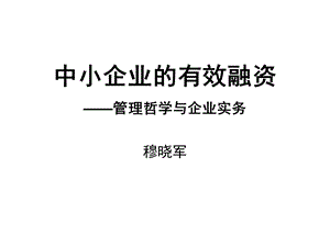 中小企业的有效融资ppt课件.ppt