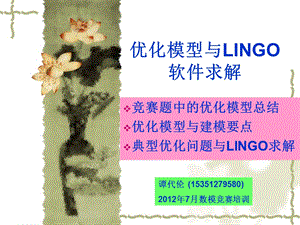 优化模型与LINGO软件求解ppt课件.ppt