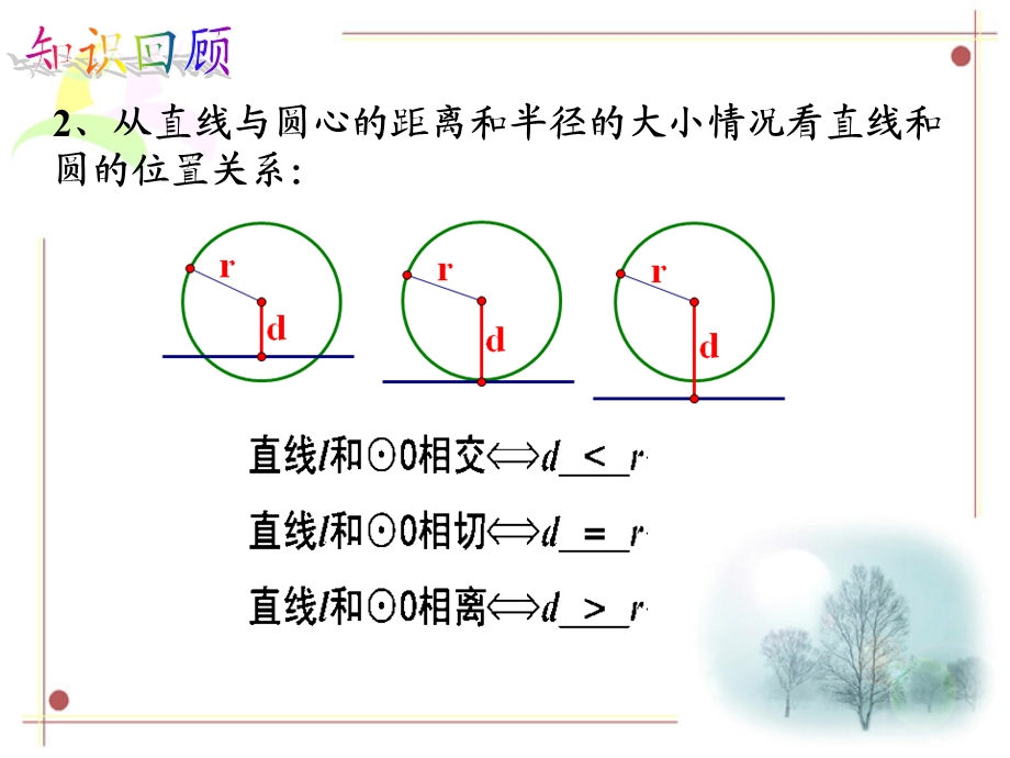 人教版数学九年级上册24.2.2直线和圆的位置关系(2)ppt课件.ppt_第3页