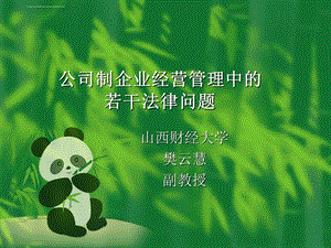 公司制企业经营管理若干法律问题ppt课件.ppt