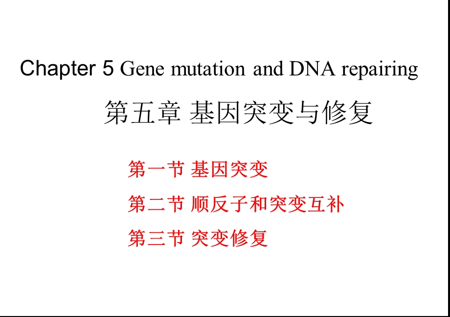 分子生物学第五章基因突变和修复ppt课件.ppt_第1页