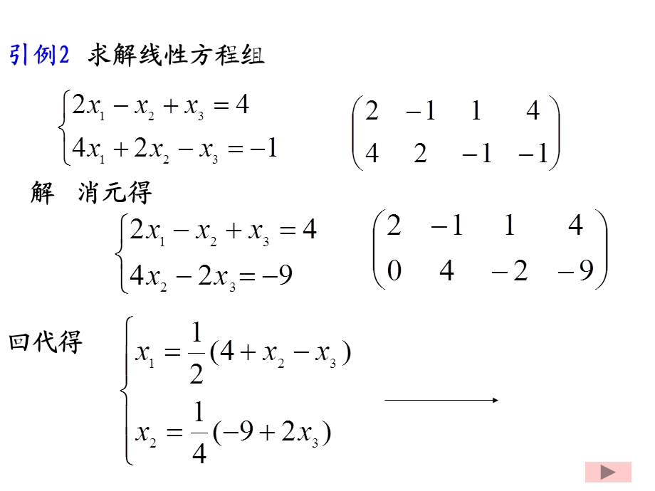 大学线性代数课程第二章第一节线性方程组的消元解法课件.ppt_第3页