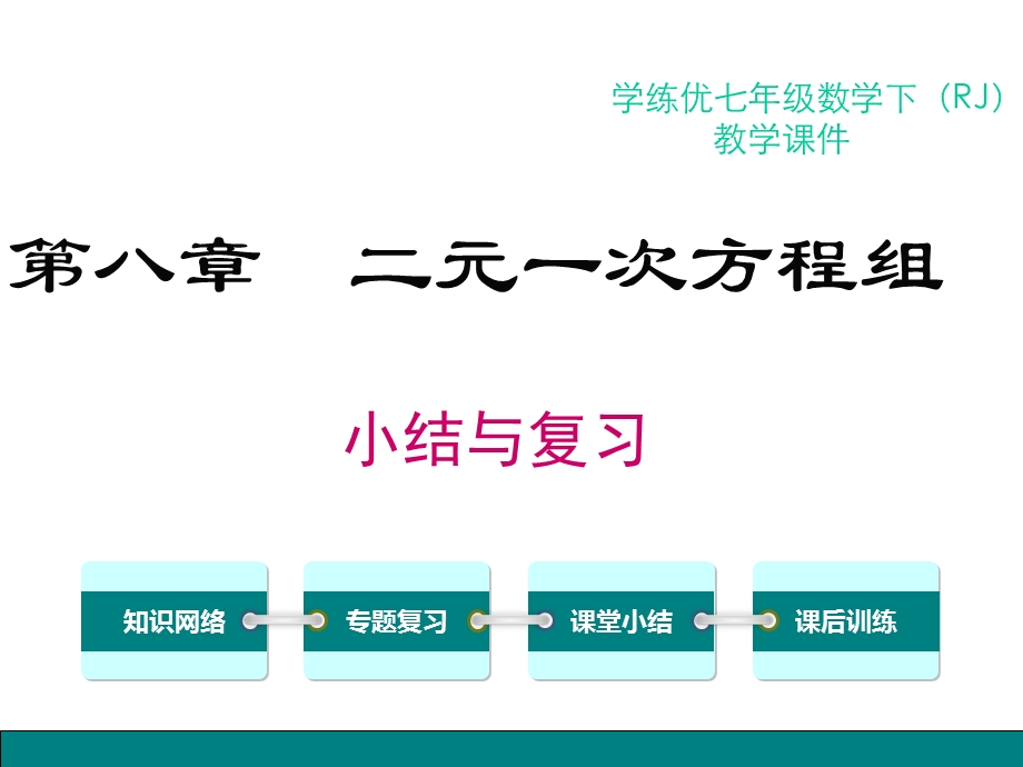 新人教版七年级下(初一下)数学章末复习：第八章二元一次方程组小结与复习课件.ppt_第1页