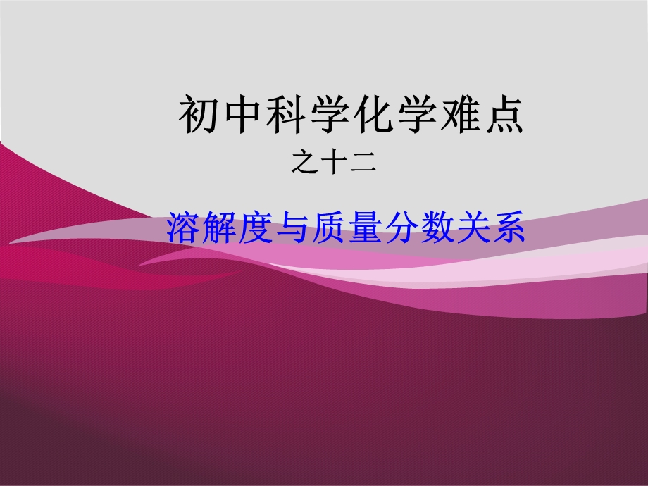 初中科学化学难点之溶解度与质量分数关系ppt课件.ppt_第1页