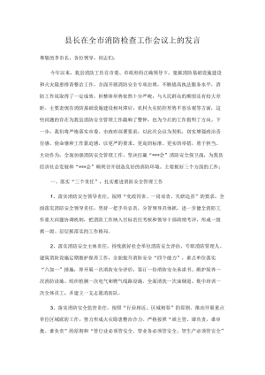 县长在全市消防检查工作会议上的发言.docx