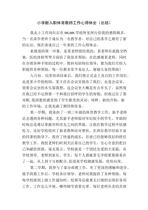 小学新入职体育教师工作心得体会（总结）.docx