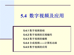 大计基 第5章5.4 数字视频及应用教材ppt课件.ppt