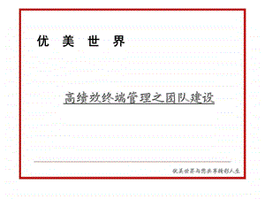 高绩效终端管理之团队建设课件.ppt