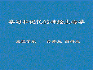 学习和记忆的神经生物学ppt课件.ppt