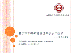 数字水印的DWT+DCT实现方法介绍ppt课件.pptx