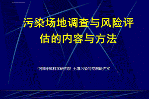 污染场地修复入门篇(2) 土壤修复调查及风险评估ppt课件.ppt