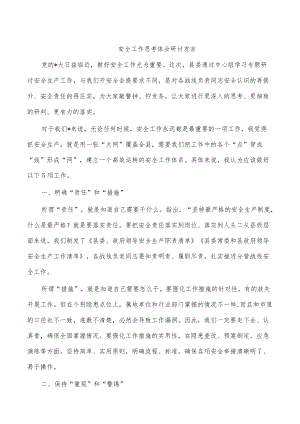 安全工作思考体会研讨发言.docx