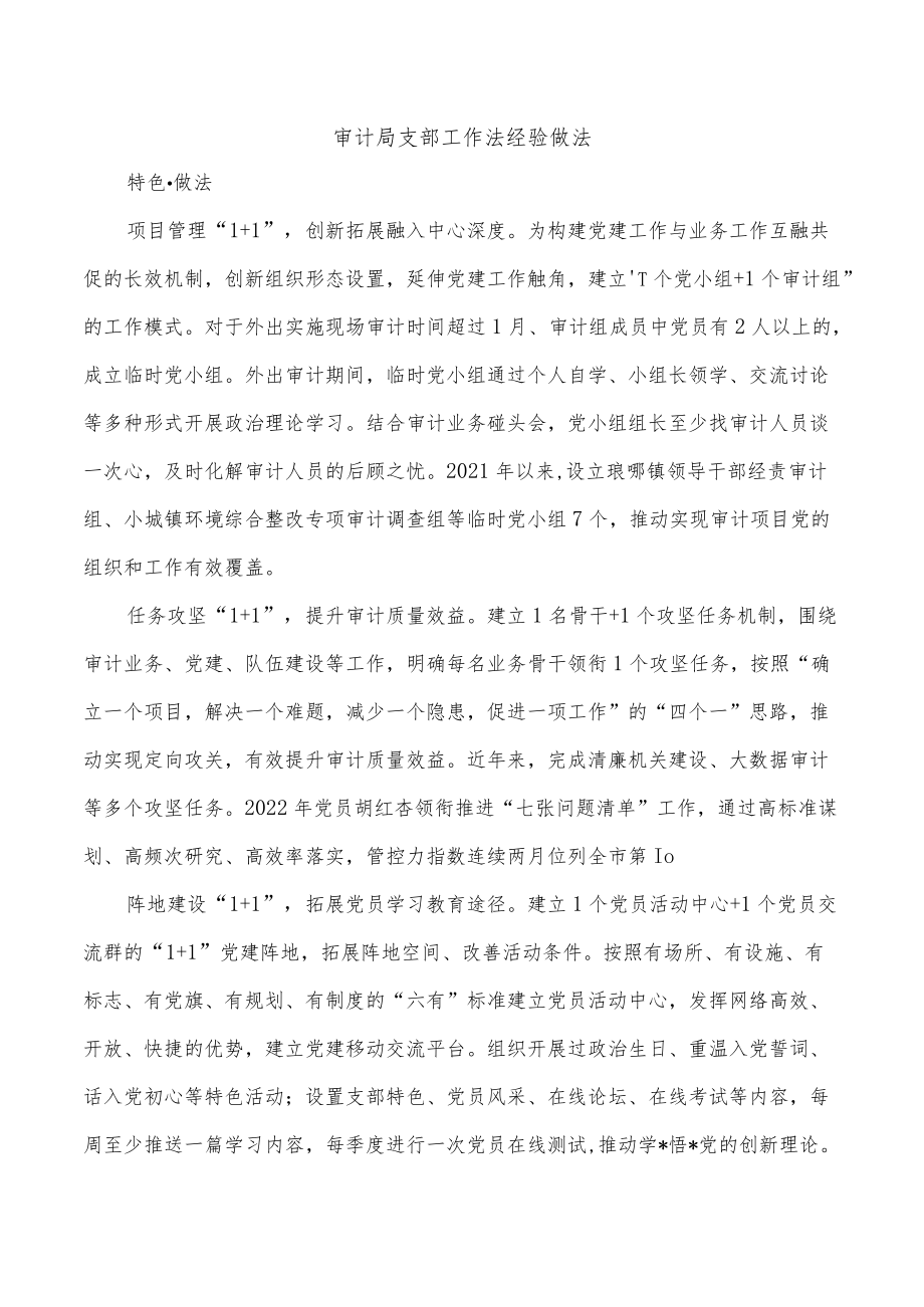 审计局支部工作法经验做法.docx_第1页