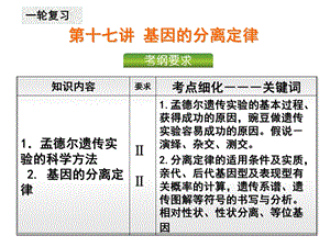 第17讲基因的分离定律(一轮复习)ppt课件.ppt