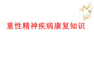 精神疾病及其康复知识讲座ppt课件.pptx