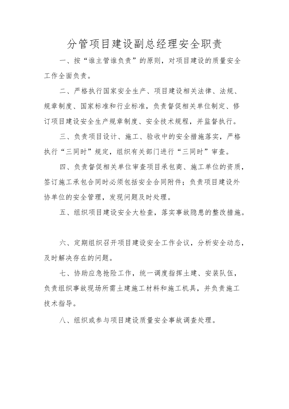 分管项目建设副总经理安全职责.docx_第1页