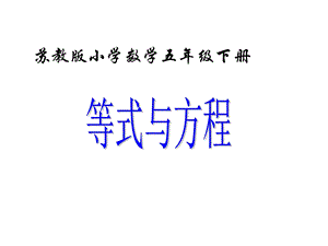 苏教版小学数学五年级下册《等式与方程》ppt课件.ppt