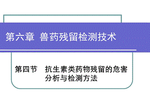 第六章 兽药残留检测技术抗生素类ppt课件.ppt