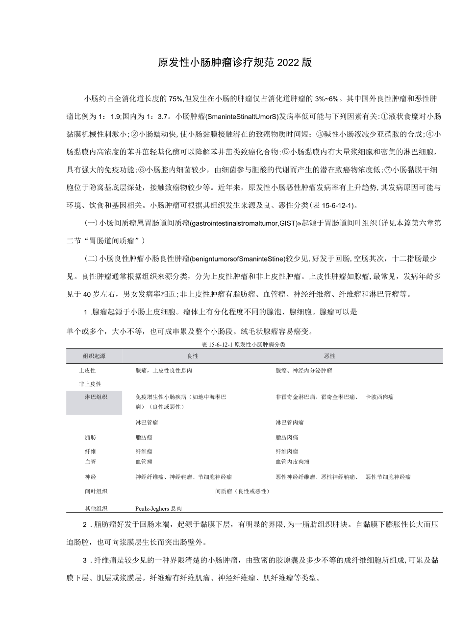 原发性小肠肿瘤诊疗规范2022版.docx_第1页