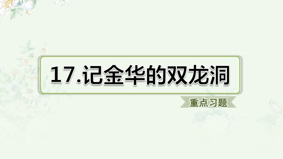 部编人教版四年级下册语文第17课记金华的双龙洞重点习题练习ppt课件.pptx_第1页