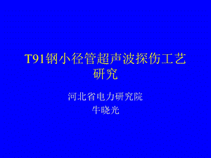 T91钢小径管超声波探伤工艺研究课件.ppt