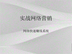 实战网络营销网络快速赚钱系统课件.ppt