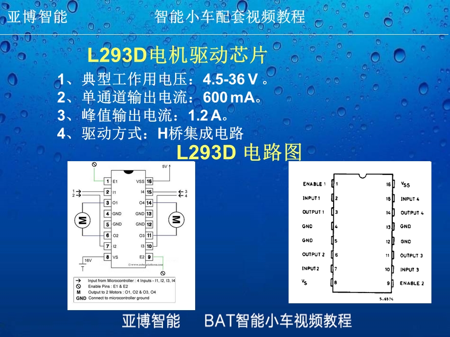 驱动方式H桥集成电路L293D电路图亚博智能智能小车配套视频教程ppt课件.ppt_第3页