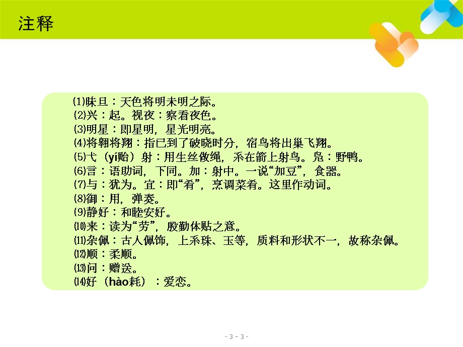 弋言加之与子宜之宜言饮酒女曰鸡鸣郑风课件.ppt_第3页