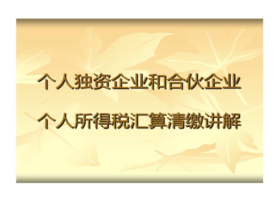 个人独资企业和合伙企业个人所得税汇算清缴讲解课件.ppt_第1页