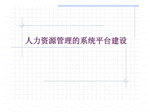 人力资源管理的系统平台建设课件.ppt