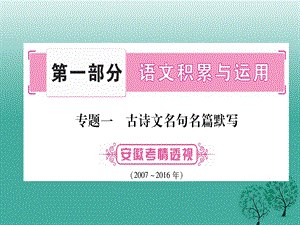 (安徽专版)中考语文总复习专题1古诗文名句名篇默课件.ppt