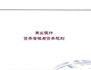 商业银行资本规划与资本管理课件.ppt