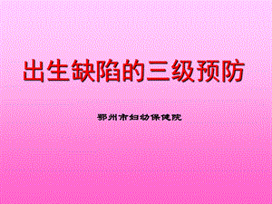 出生缺陷三级预防课件.ppt