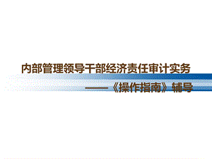 内部管理领导干部经济责任审计实务——《操作指南》课件.ppt