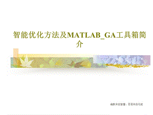 智能优化方法及MATLABGA工具箱简介课件.ppt