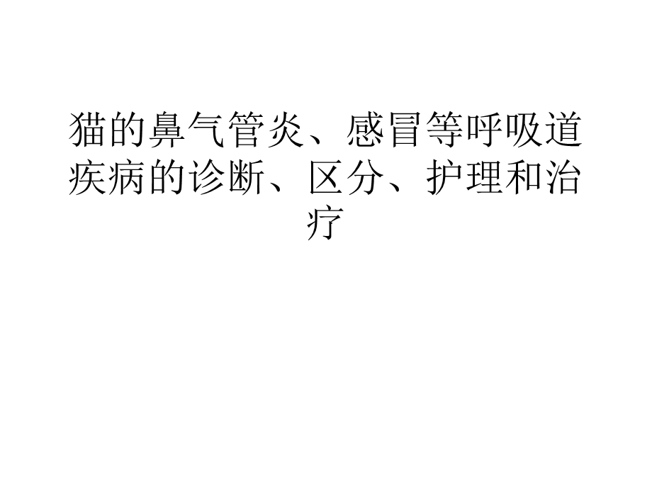 猫的鼻气管炎、感冒等呼吸道疾病的诊断、区分、护理课件.pptx_第1页