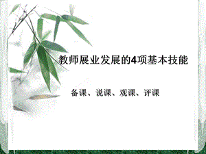 教师展业发展的4项基本技能解读课件.ppt