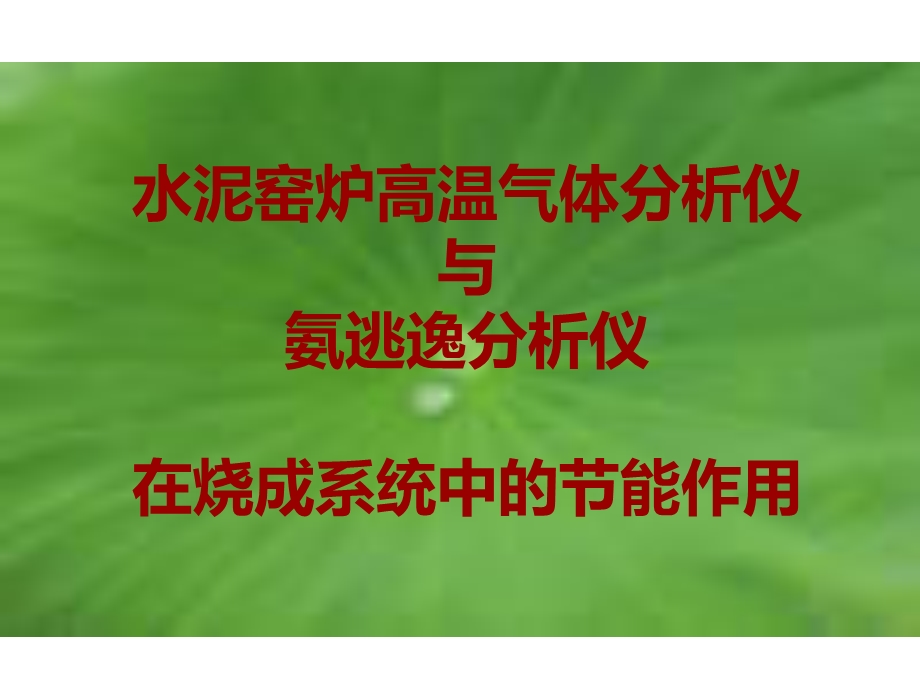 水泥窑炉高温气体分析仪与氨逃逸分析仪在烧成系统中课件.ppt_第1页